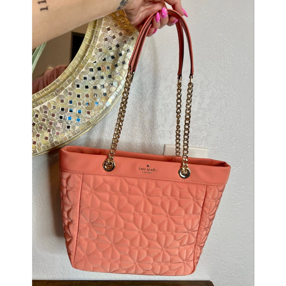 Kate Spade Flower Medium Terracotta QuiltedTote with Wallet & Dust Bag - Picture 6 of 12